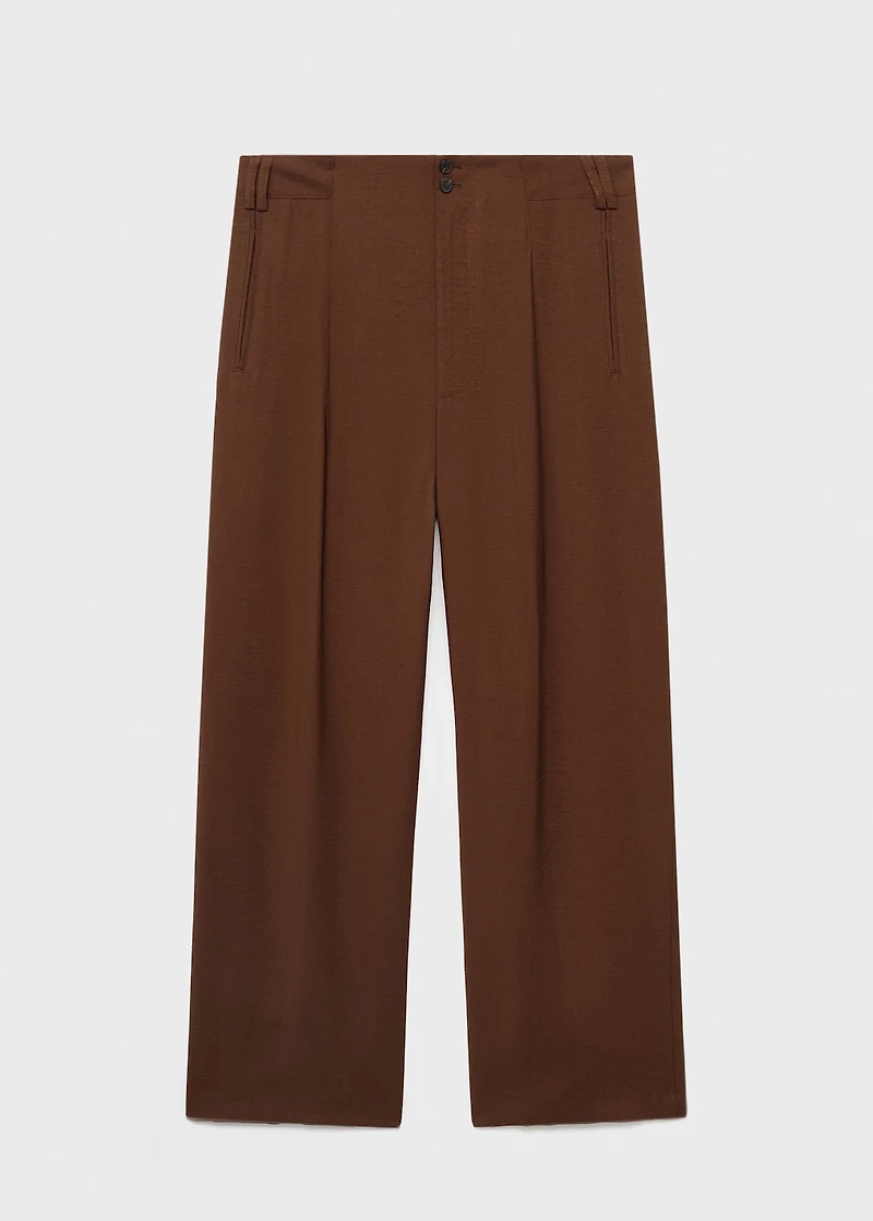 Straight-fit pleated pants