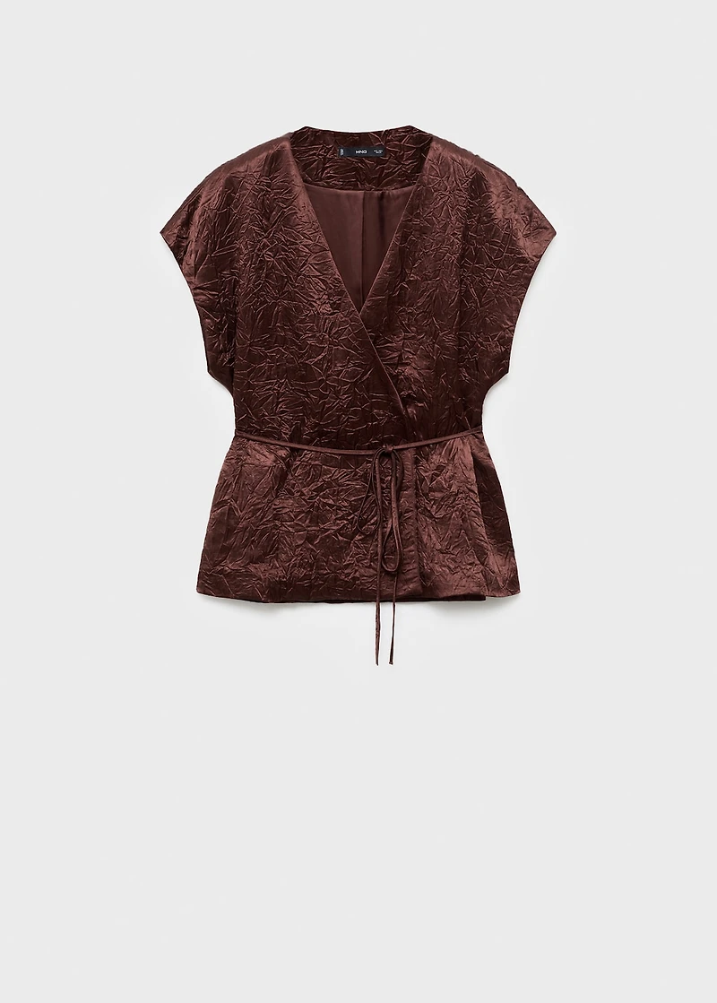 Double-breasted crinkled-effect vest