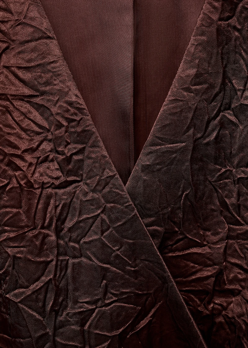 Double-breasted crinkled-effect vest