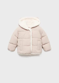 Padded anorak with fur-effect interior