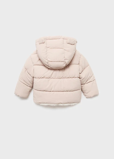 Padded anorak with fur-effect interior