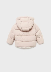 Padded anorak with fur-effect interior