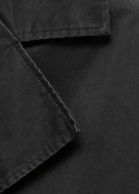 Waxed short trench coat