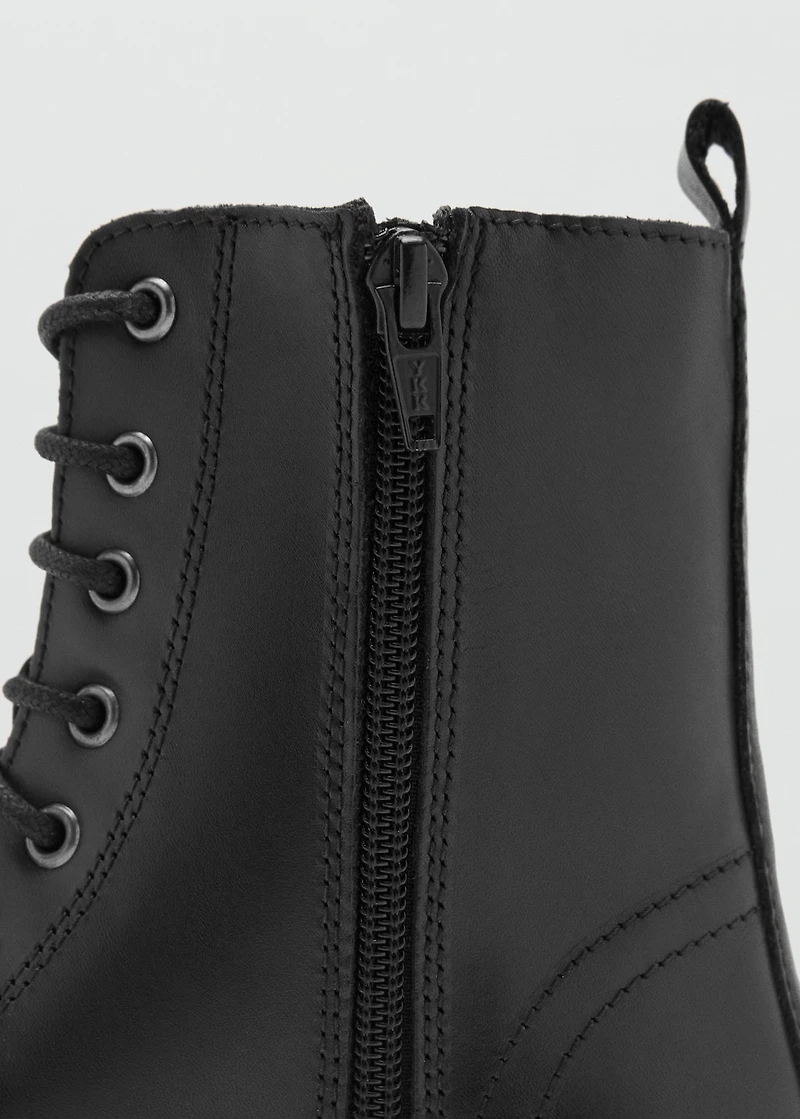 Lace-up leather ankle boots