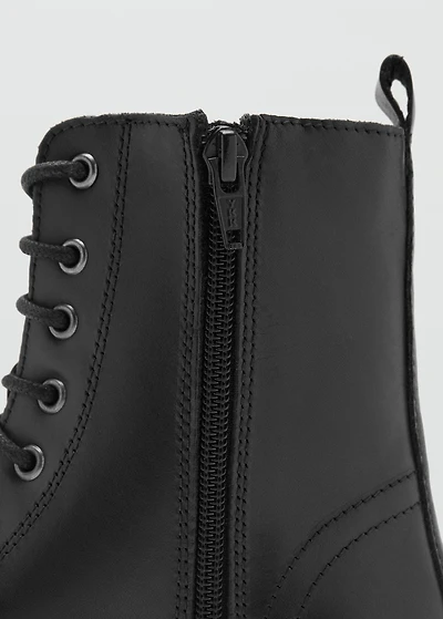 Lace-up leather ankle boots