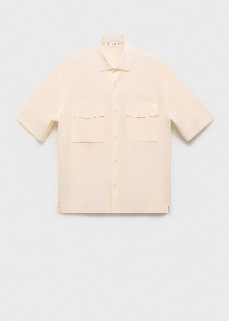 Regular-fit cotton shirt with pocket