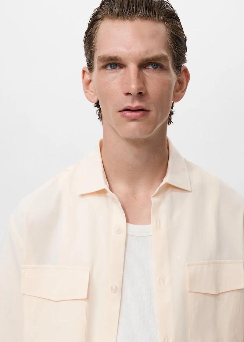 Regular-fit cotton shirt with pocket