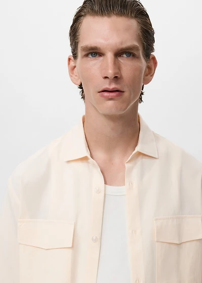 Regular-fit cotton shirt with pocket