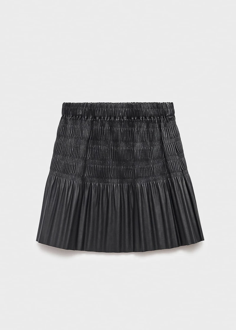 Pleated leather-effect skirt