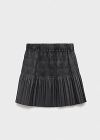 Pleated leather-effect skirt
