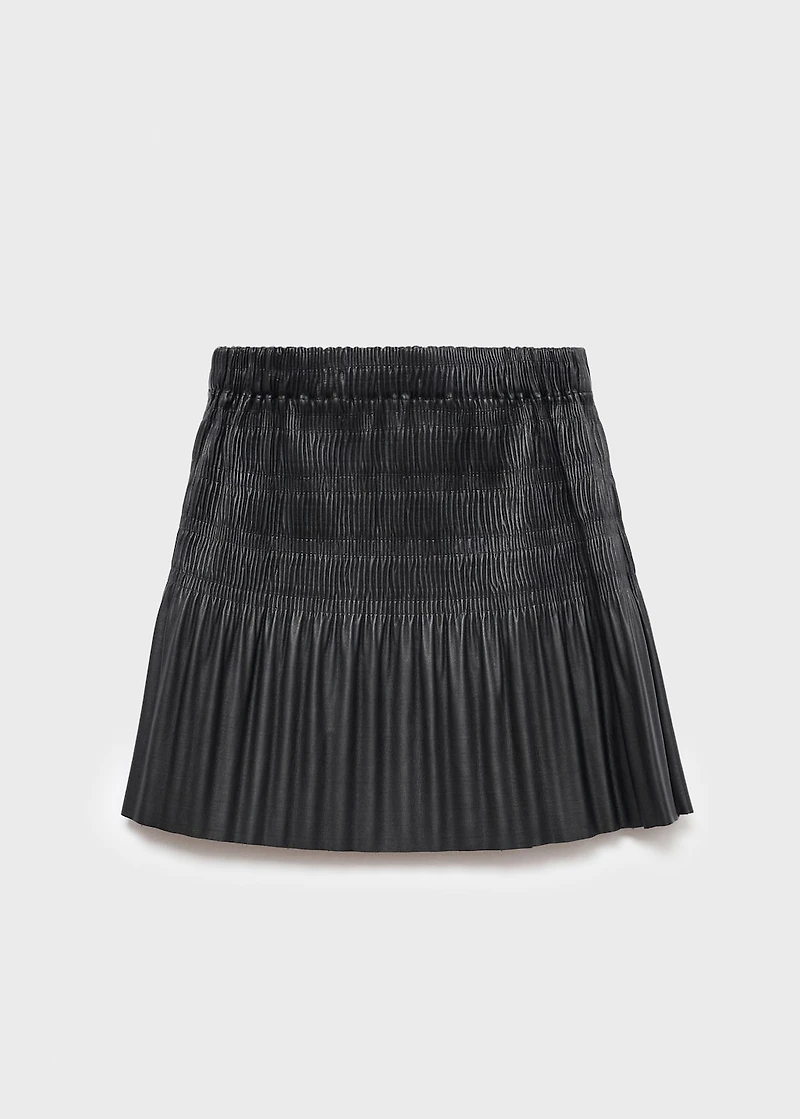 Pleated leather-effect skirt