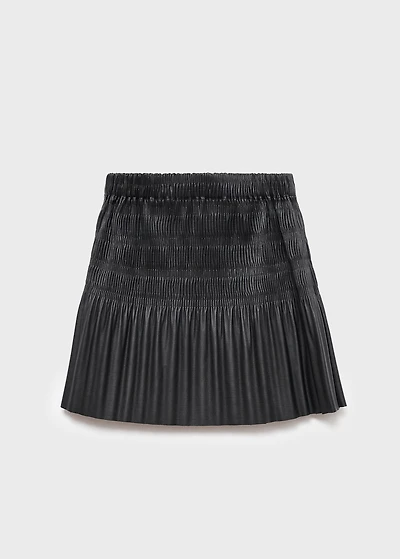 Pleated leather-effect skirt