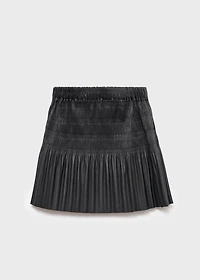 Pleated leather-effect skirt