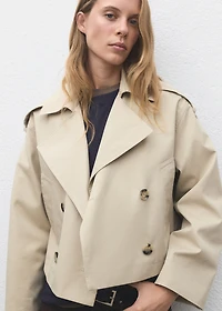 Double-breasted cropped trench coat