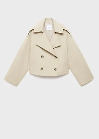 Double-breasted cropped trench coat