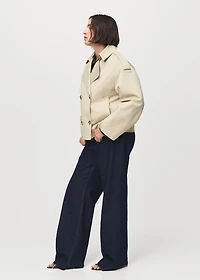 Double-breasted cropped trench coat