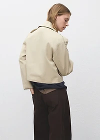Double-breasted cropped trench coat