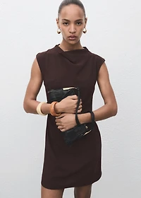 Ruched dress with draped neckline