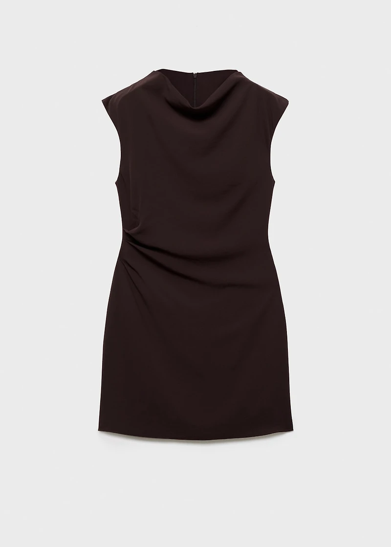 Ruched dress with draped neckline