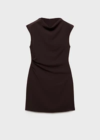 Ruched dress with draped neckline