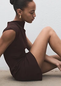 Ruched dress with draped neckline