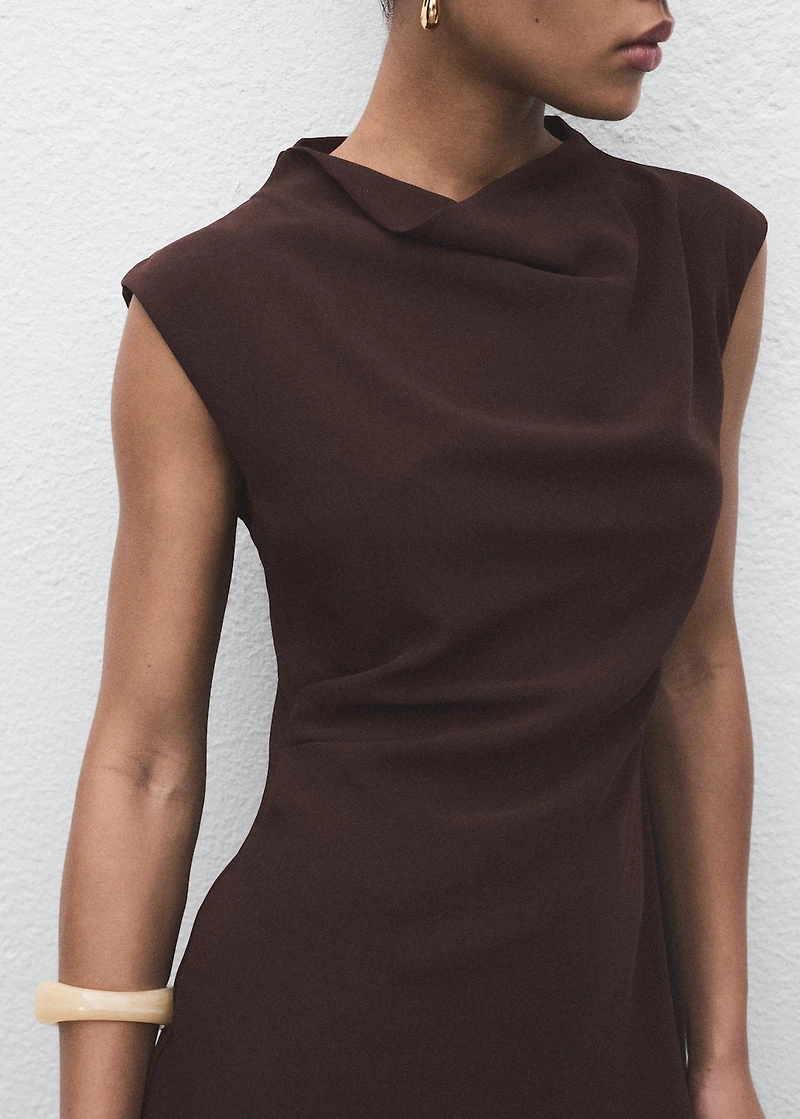 Ruched dress with draped neckline