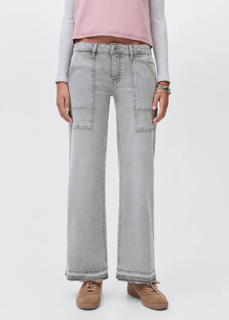 Studded culotte jeans