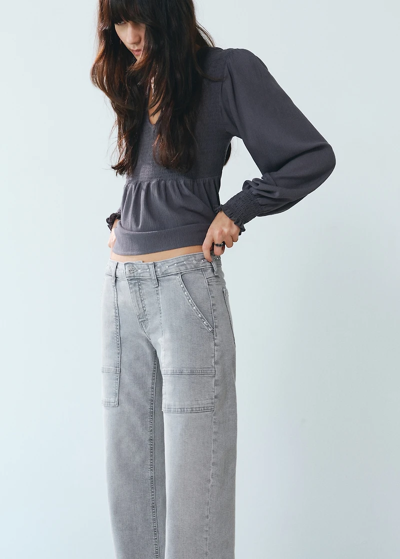 Studded culotte jeans