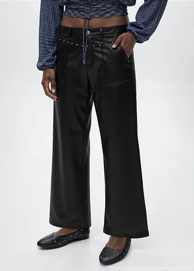 Studded leather-effect pants