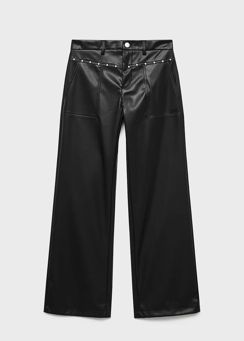 Studded leather-effect pants