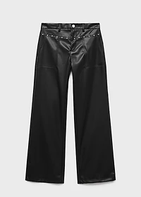 Studded leather-effect pants