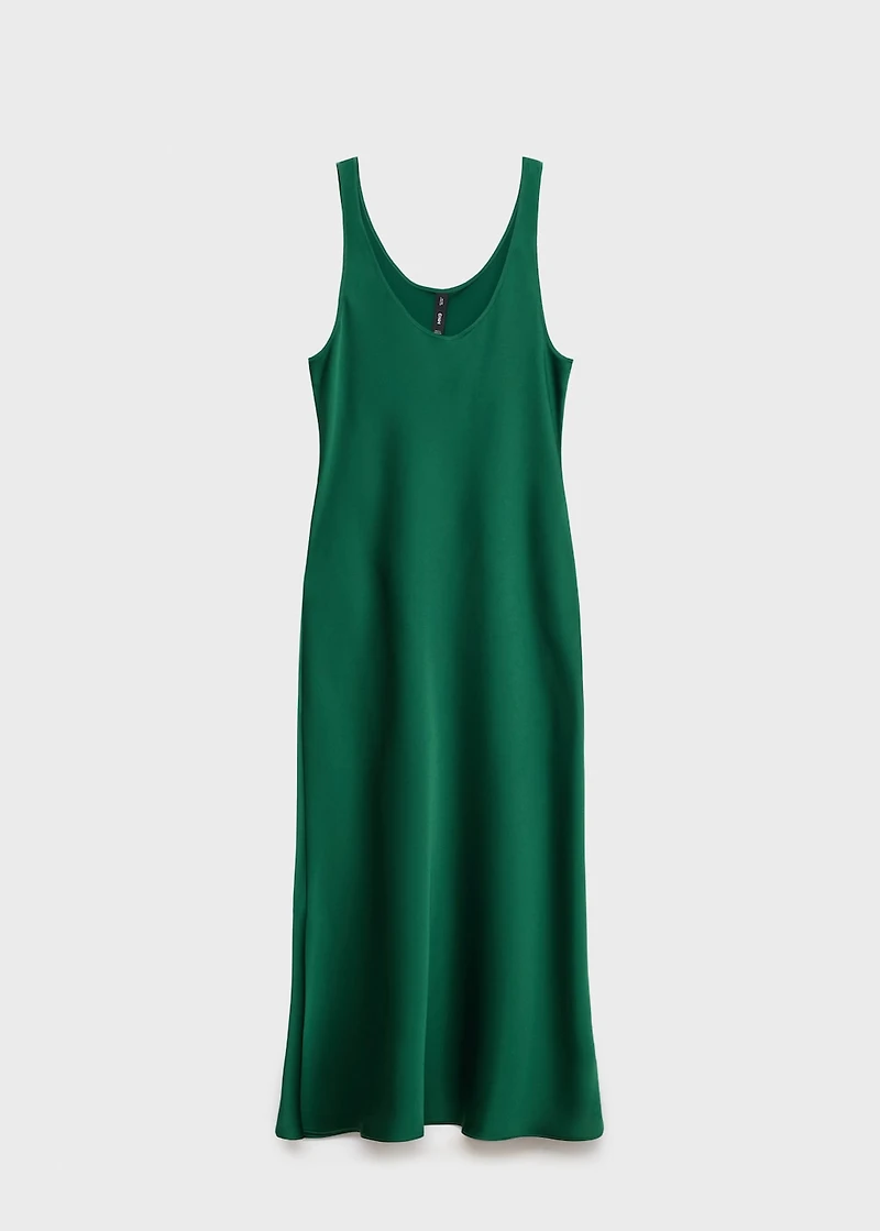Satin dress with a low-cut neckline
