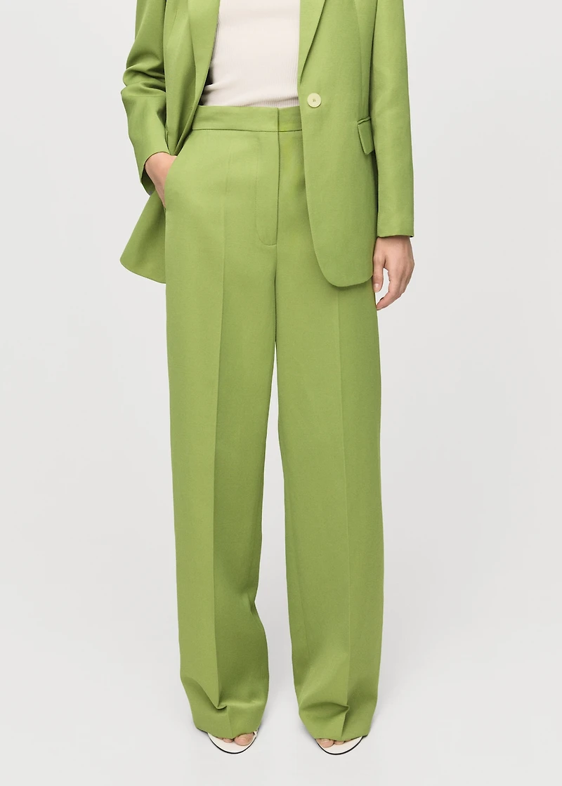 Straight-fit linen-blend suit pants