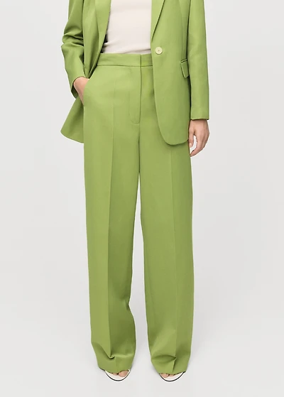 Straight-fit linen-blend suit pants