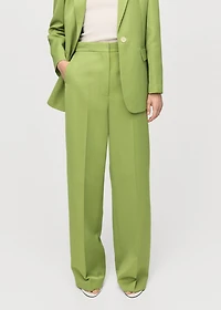 Straight-fit linen-blend suit pants