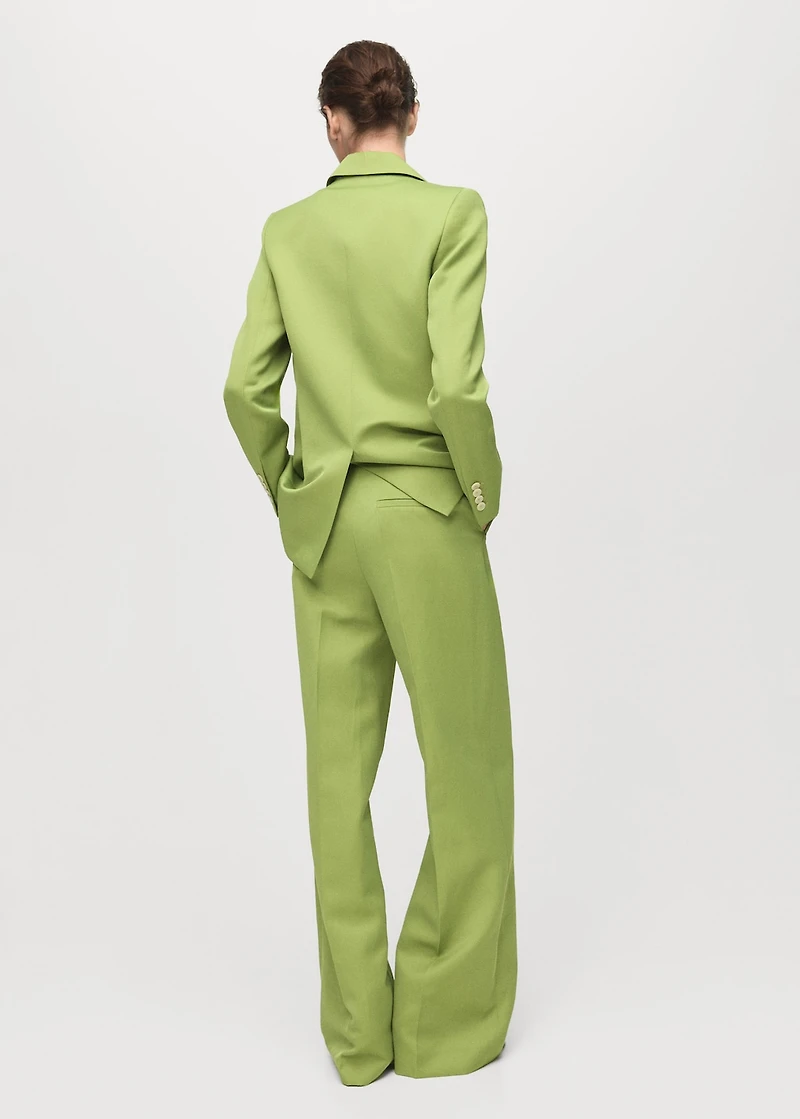 Straight-fit linen-blend suit pants