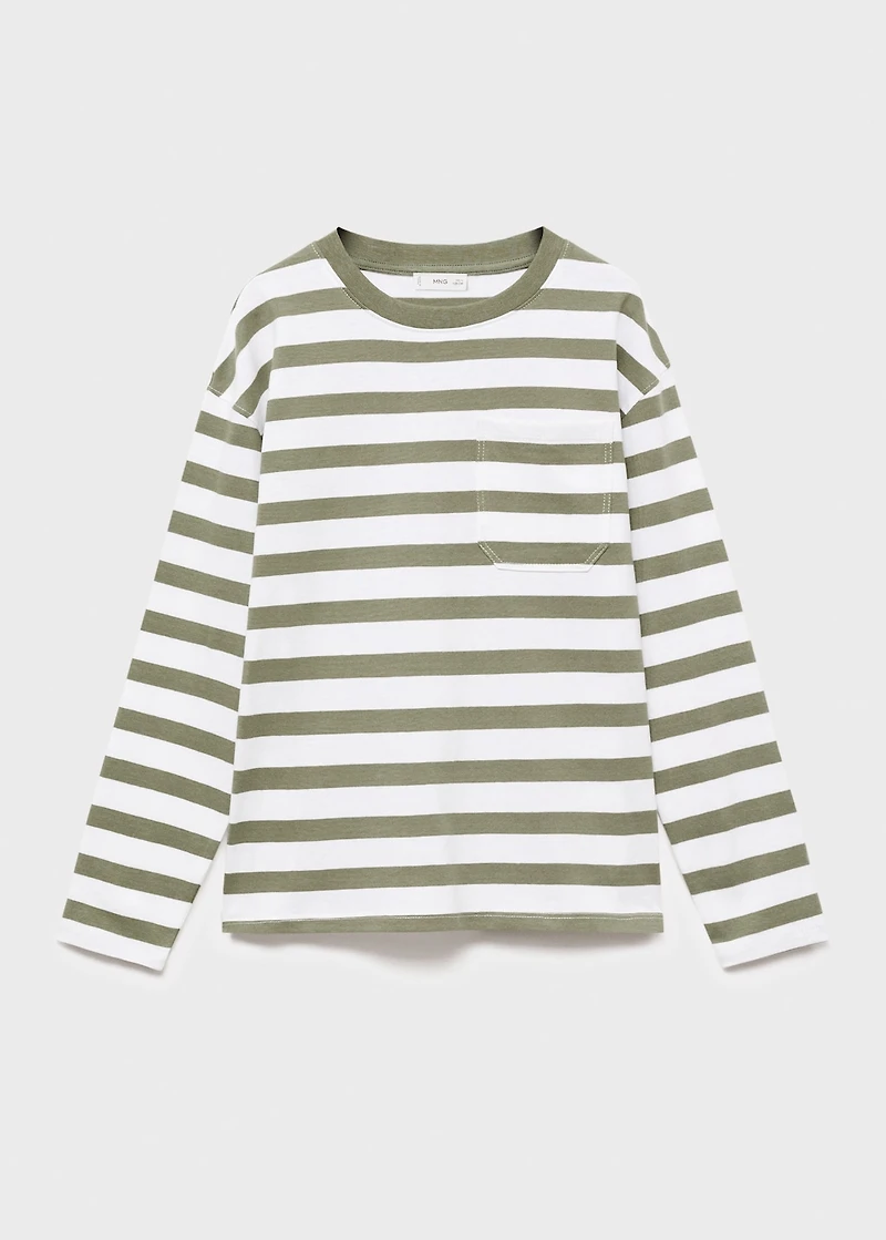 Chest-pocket striped T-shirt