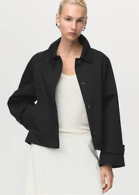 Short oversized trench coat with epaulettes
