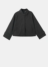 Short oversized trench coat with epaulettes