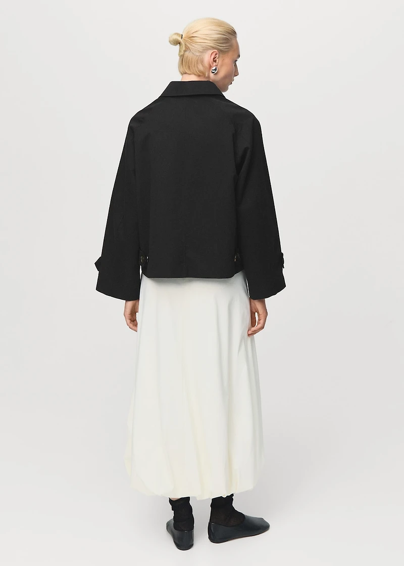 Short oversized trench coat with epaulettes