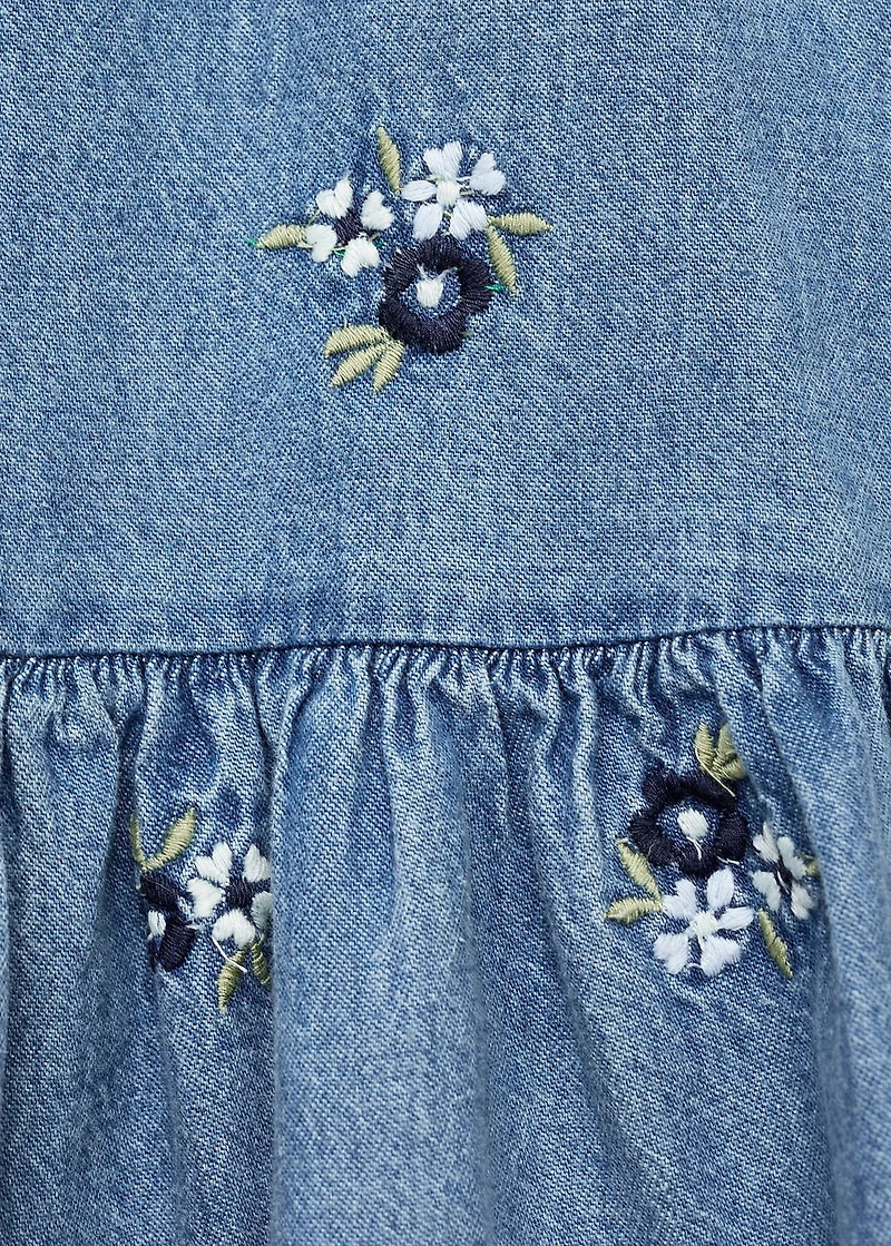 Flower embroidered denim dress