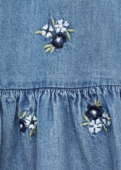 Flower embroidered denim dress