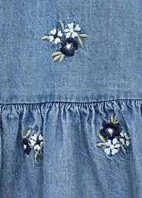 Flower embroidered denim dress