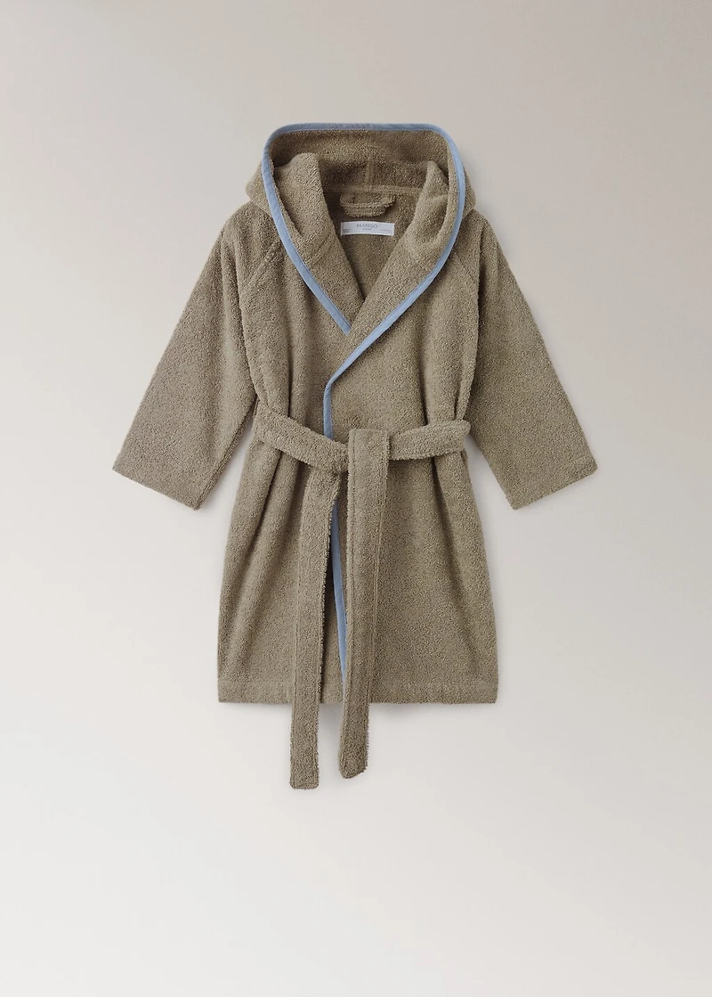 Children's cotton bathrobe with contrasting trim