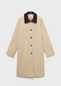 Trench coat with contrasting collar