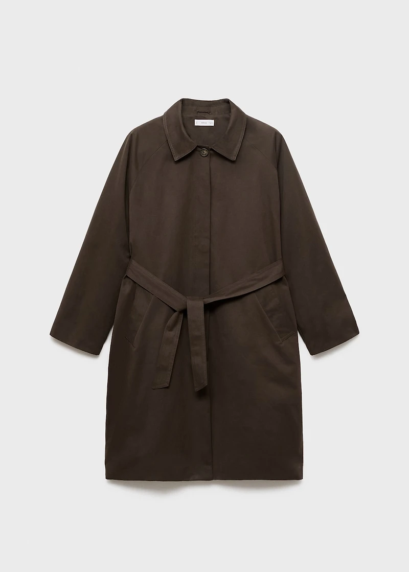 Long trench coat with printed lining