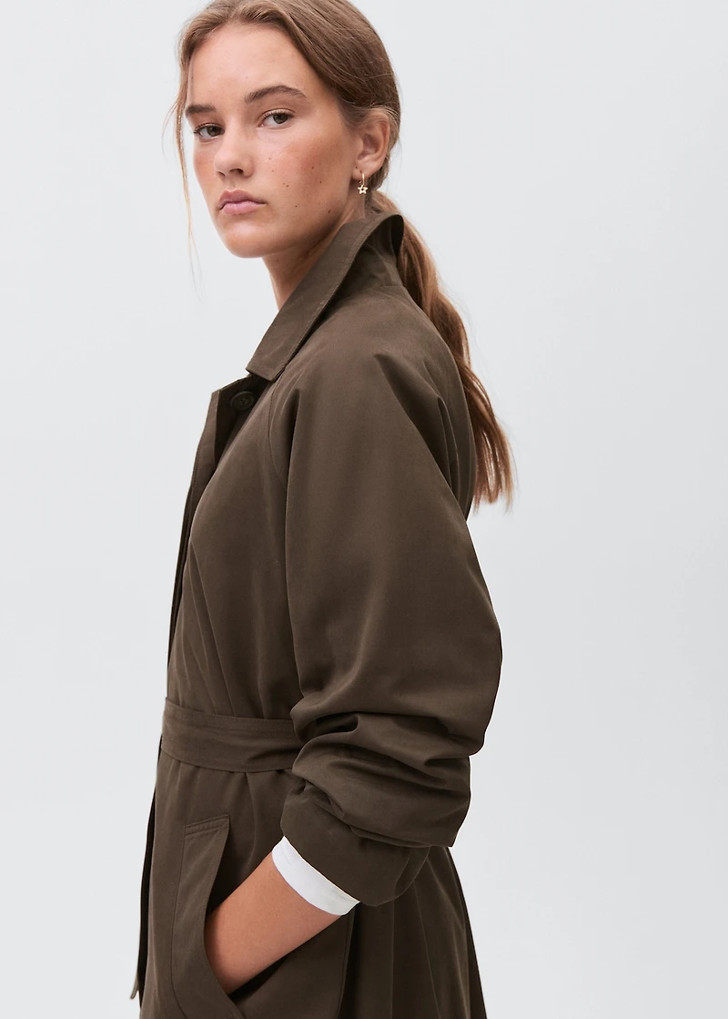 Long trench coat with printed lining