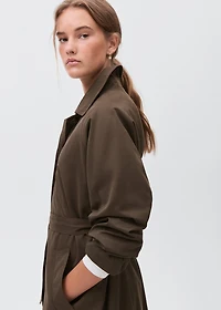 Long trench coat with printed lining