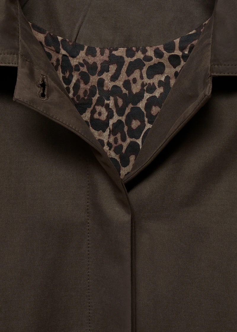 Long trench coat with printed lining