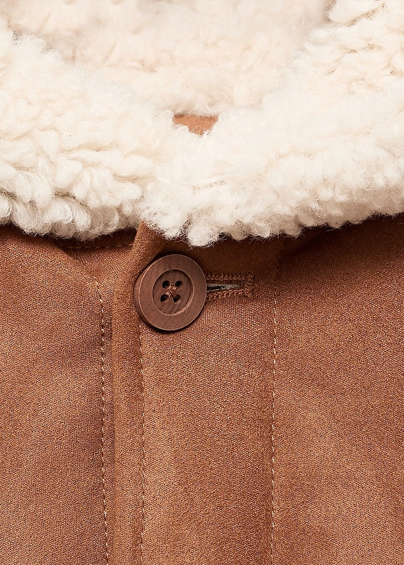 Suede effect sheepskin coat